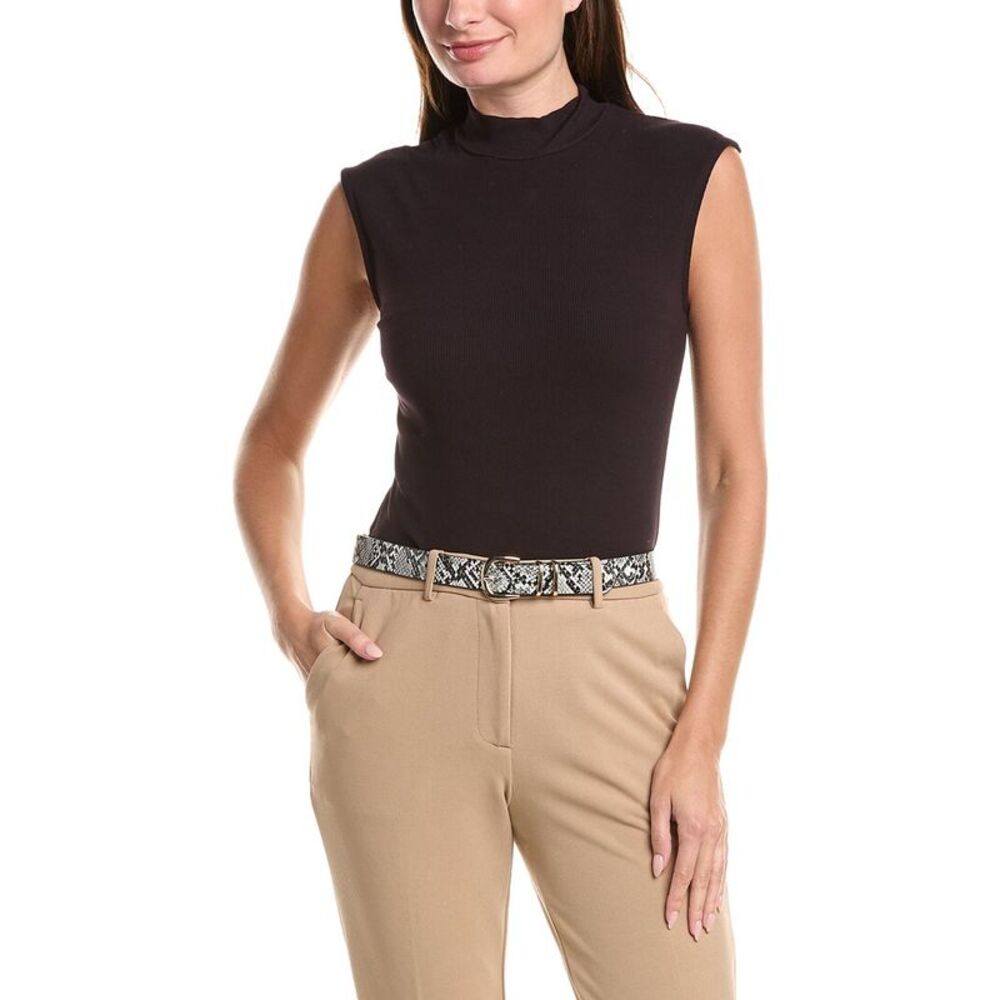 T Tahari Womens Fitted Mock Neck Tank, Black